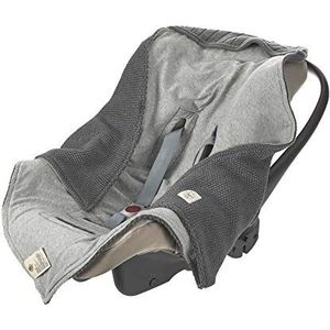 LÄSSIG Baby gebreide deken voor autostoel autostoel deken inslagdeken babyzitje 100% biologisch katoen GOTS antraciet