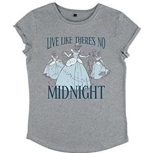 Disney Dames Cinderella-Midnight Princess Organic Rolled Sleeve T-Shirt, Melange Grey, M, grijs (melange grey), M
