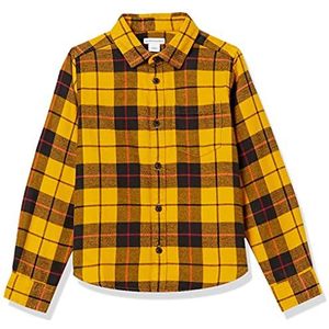 Amazon Essentials Flanellen overhemd met knopen voor jongens, geel geruit, XX-Large
