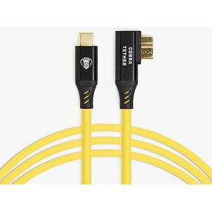 CobraTether Kabel USB-C naar Micro-B 90°, 10 m, geel