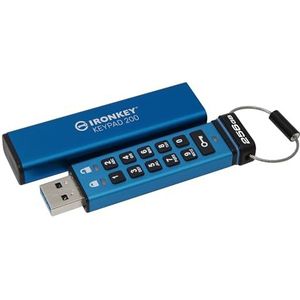 Kingston IronKey Keypad 200 Drive flash Type-A USB--stick met hardwareversleuteling FIPS 140-3 niveau 3 (aangevraagd) met XTS-AES 256-bits hardwareversleuteling- IKKP200/256GB