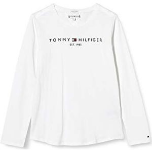 Tommy Hilfiger Essential Tee L/S hemd voor meisjes, wit, 5 Jaar