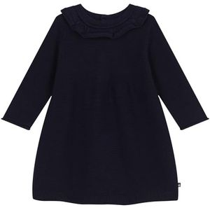 Petit Bateau Baby meisjes A08A1 jurk met lange mouwen, blauw smoking, 12 maanden, blauw smoking, 12 Maanden