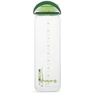 Hydrapak RECON - 50% gerecyclede plastic waterfles, milieuvriendelijk en BPA, Smooth Flow Twist Cap, Gemakkelijk mee te nemen (1 L, helder/groenblijvend en limoen)