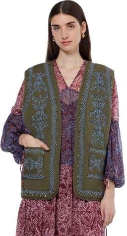 Scotch & Soda Geborduurd Gilet met bloemen, Classic Green 352, XS