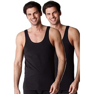 LVB Heren Bio Katoenen Tanktop (2-pack), Zwart, 6 (EU L), zwart, 6 (EU L)