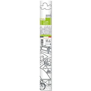 Avenue Mandarine GY083C Graffy Roll om in te kleuren, posterpapier 90 g, rollen 5 m x 0,35 m, geschikt voor vilt- en schrijfstiften, 1 stuk, milieuvriendelijke stad