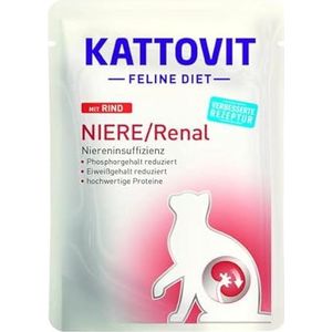 KATTOVIT Niere/Renal Rund; dieetvoer voor katten, 24 x 85 g; natvoer voor katten ter ondersteuning van de nierfunctie