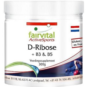 Fairvital | D-Ribose poeder - met vitamine B3 en B5 - VEGAN - 300g