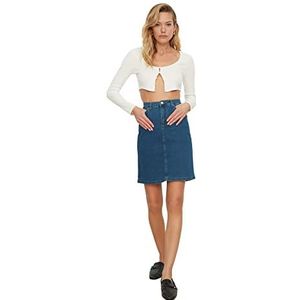 Trendyol Dames Blue Basic Mini Denim Skirt, blauw, 40