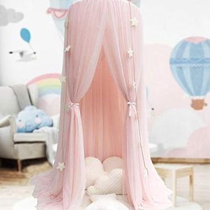 Bedhemel voor meisjes - prinses hemelbed klamboe baby kinderkamer speelkamer decor koepel premium netten gordijnen, roze