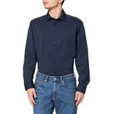 Seidensticker Herenoverhemd - strijkvrij hemd met getailleerde snit - shaped - lange mouwen - kent-kraag - synthetische mix, donkerblauw, 45