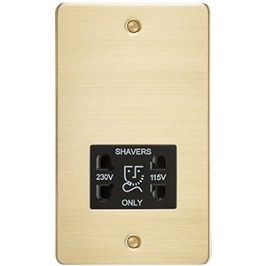 Knightsbridge FP8900BB geborsteld messing FPAV8900BB platte plaat 115V/230 V Dual Voltage scheerapparaat Socket Zwart Insert, 230 V