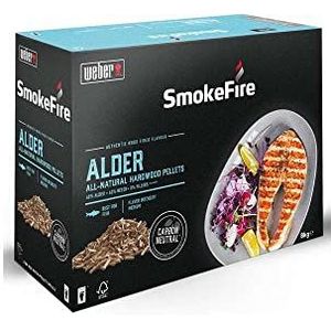 Weber SmokeFire Hardhoutpellets | Elzenkokende pellets, het beste voor vis, doos van 8 kg, barbecue en houtpellets rokerbrandstof, 100% natuurlijk, duurzaam hout voor barbecue en houtgestookte grills,