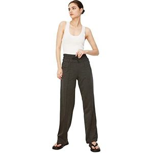 Trendyol Vrouwen Antraciet Hoge Taille Straight Fit Gebreide Slim Treatpants Joggingbroek, Antraciet, M