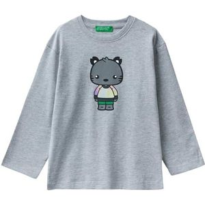 United Colors of Benetton T-shirt voor kinderen en jongens, Grijs melange medium 501, 1 jaar