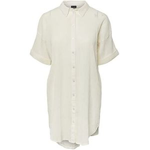 PIECES Dames Pcterra Ss Long Shirt Bc Blouse, cloud dancer, M