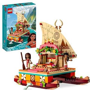 LEGO | Disney Princess Vaiana’s ontdekkingsboot met Dolfijn en Sina Poppetje, Bouwbare Speelgoed Boot uit de Film, Cadeau voor Meisjes en Jongens vanaf 6 Jaar 43210