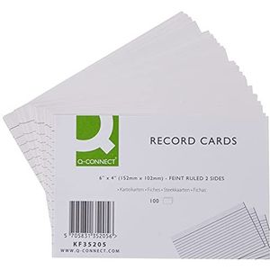 Q Connect indexkaarten, fijn gelinieerd, 15 x 10 cm, wit, 100 stuks