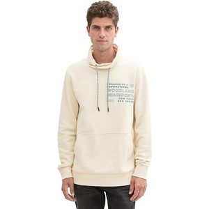 TOM TAILOR Basic hoodie voor heren met sjaalkraag en opschrift, 27469 - Smooth Light Sand, XL