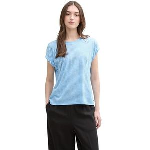 TOM TAILOR Denim Dames T-shirt met strepenpatroon, 37813 - Blauw Wit Streep, XXL