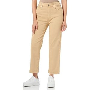 Love Moschino Dames Cropped Garment Dyed Twill with Black Shiny Back Tag Casual Pants, Rust Licht Bruin, 30