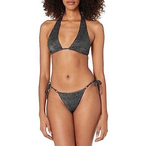 Emporio Armani Swimwear Emporio Armani Lurex Textured Yarn Band en String Brazilian Bikini Set, Zwart, L, zwart, L