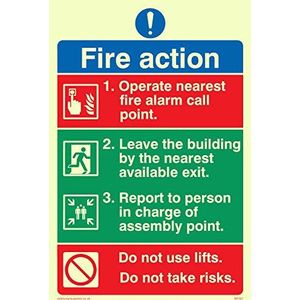 Viking Signs MF327-A6P-PV Pictorial Fire Action Sign, Sticker, Foto luminescent, 150 mm H x 100 mm W
