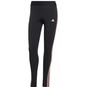 adidas Dames 3 Stripes Leggings, BLACK/semi pink spark, L