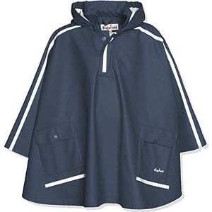 Playshoes Regencape voor kinderen, lichte regenponcho, met extra lange rug en afneembare capuchon, blauw (marine), 140 cm