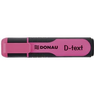Donau 7358001PL-04 D-tekstmarker/Highlighter Textliner De niet-giftige inkt, wigvormige punt heldere kleuren Hoge kwaliteit/rubberen schachtzijden lijndikte 1-5 mm roze