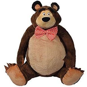 Simba 109301096 - Mascha en de beer, XXL pluche beer, 150 cm, knuffelzacht, met strik, giant, enorm knuffeldier, geschikt voor kinderen vanaf 3 jaar