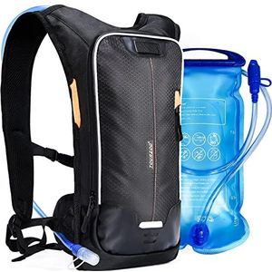 TOURZOO Drinkrugzak met 2 l BPA-vrije container, waterrugzak, lichte waterdichte wandelrugzak met drinkhouder, voor outdoor, hardlopen, kamperen, klimmen, zwart