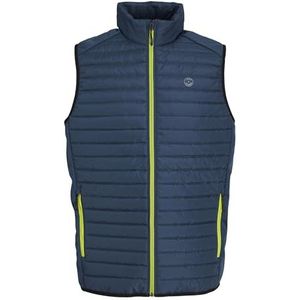 Jack & Jones JJEMULTI Bodywarmer voor heren, collar NOOS gewatteerd vest, Ensign Blue/Detail: Wide Lime Contrast, M, Ensign Blue/Detail: breed limoencontrast, M