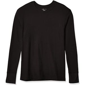 Fruit of the Loom Heren Heren Wafel Thermische Crew Top Pyjama, Zwart, XXL