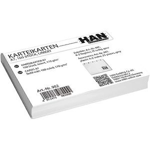 HAN Systeemkaarten DIN A7 landschap, indexkarton 170 g/m², gelinieerd, wit