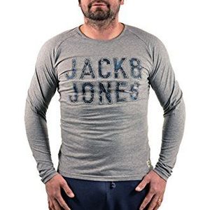Jack and Jones Crew Neck T-shirt met lange mouwen voor heren, Large, lichtgrijs Melange