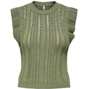 Only - Onlnewtulle Life Sl Frill Bling Top - Kalamata - Gebreide Top