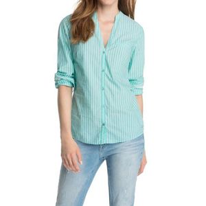 ESPRIT Dames Loose Fit overhemd 054EE1F004 in strepen-look, meerkleurig (Chalky Aqua 329), 38