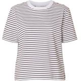 SELECTED - SLFESSENTIAL - T-shirt - Donkerbruin/Wit - Losse Pasvorm