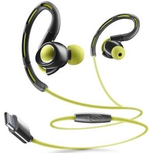 cellularline - USB-C Sport in-ear hoofdtelefoon - Bluetooth - Sportbeugel voor meer stabiliteit - Geïntegreerde microfoon - Oproepbeantwoording knop - Limette