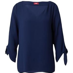 Esprit Collection Stretch blouse met open randen, Donkerblauw, 40