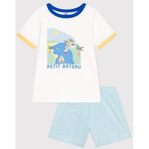 Petit Bateau pyjacourt kinderen en adolescenten, Wit/Veelkleurig., 5 Jaar