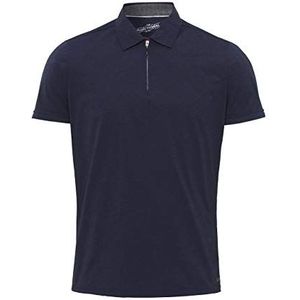 Pure Heren 3393-92920 Functional Polo Zip Slim Fit Halve mouw Polo Shirt Uni Donkerblauw, XS
