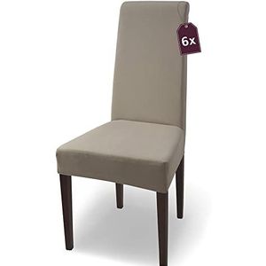 Scheffler-Home Stretch Stoelhoes Natalie/Set van 6 Elastische Stoelhoezen/Stoelbekleding Vrijdragende Stoelen/Microvezel Spanhoes met Elastische Band Elegante Stoelhoezen