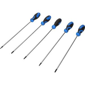 BRILLIANT TOOLS - 5-delige Schroevendraaierset - Zwart en Blauw - Extra Lang