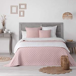 douceur d'intérieur, Gewatteerde bedloper (80 x 180 cm) Mellow Chic Roze/Wit, Microvezel Tweekleurig