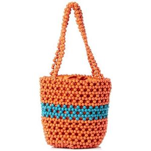 NALLY Dames Bucket Bag van parels schoudertas, Oranje meerkleurig., Eén Maat
