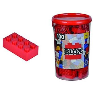 Simba 104118905 Blox, 100 rode bouwstenen voor kinderen vanaf 3 jaar, 8 stuks, inclusief doos, hoge kwaliteit, volledig compatibel met vele andere fabrikanten