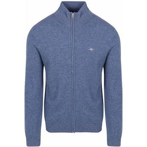 GANT Extra fijne lamswollen cardigan met ritssluiting, Stone Blue Melange, M